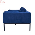 Fabric Nordic Furniture Tufted Cushion Metal Base Couch Sitting Room Blue Velvet Hotel Sofa